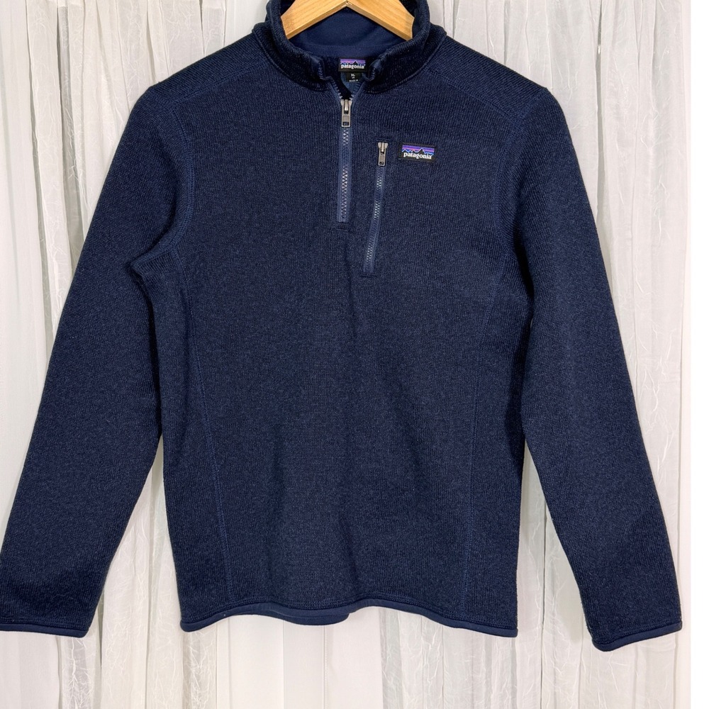 Patagonia Better Sweater 1/4 Zip Pullover Navy Blue Heather Kids XL 14 Fleece